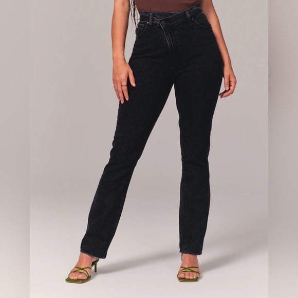 A & F Curve Love 90's Slim Straight with Criss Cross Waist 34 Short - Picture 2 of 6